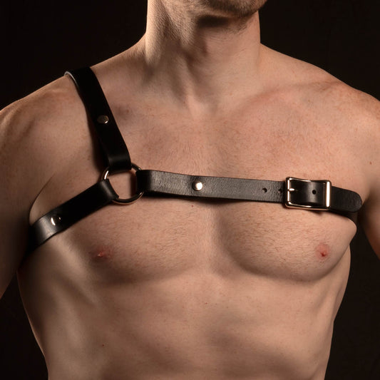 Men's Asymmetrical Leather Chest Harness